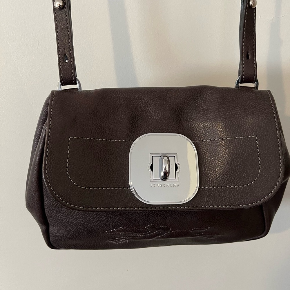 Longchamp Taupe Leather Gatsby Crossbody Bag